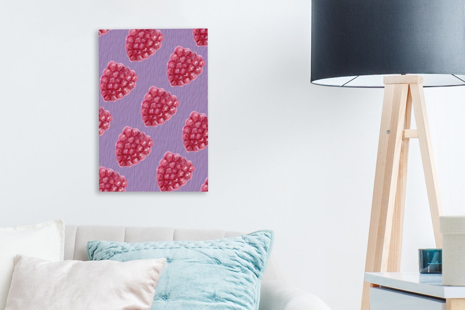 OneMillionCanvasses® Leinwandbild Himbeeren St), Gemälde, bespannt Violett, fertig 20x30 - Zackenaufhänger, Obst (1 Leinwandbild - inkl. cm