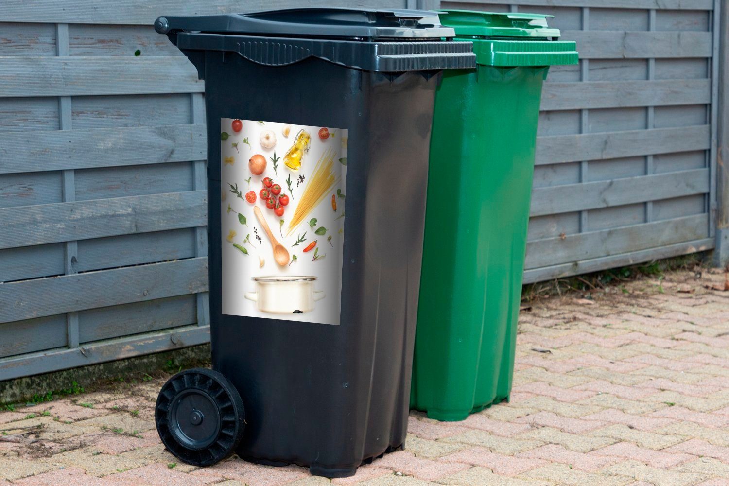 in MuchoWow Pfanne Mülltonne, Wandsticker (1 Sticker, einer St), Container, Nudelzutaten Mülleimer-aufkleber, Abfalbehälter