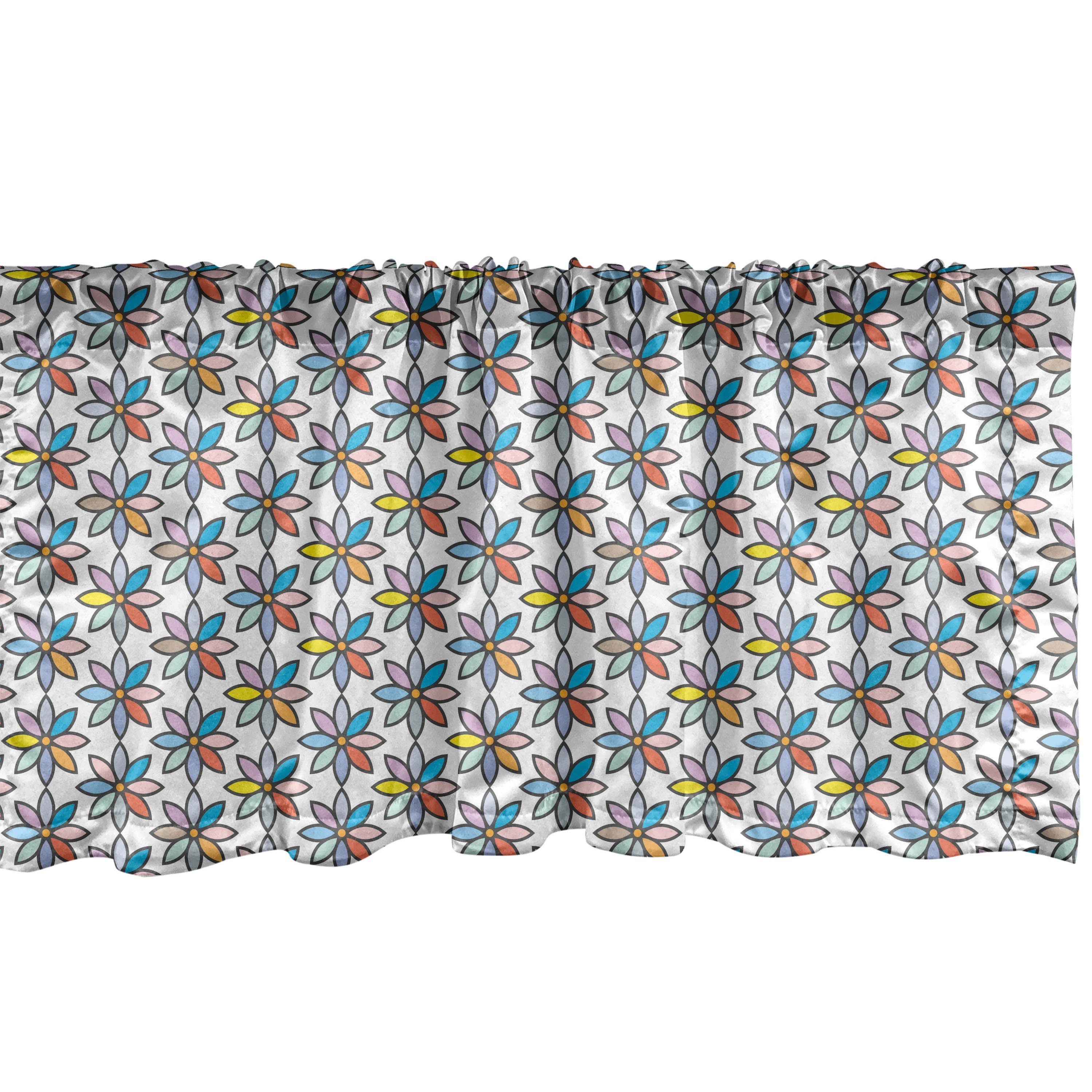 Scheibengardine Vorhang Volant für Küche Schlafzimmer Dekor mit Stangentasche, Abakuhaus, Microfaser, Gedämpfte Farben Bunte Frühlings-Zeit
