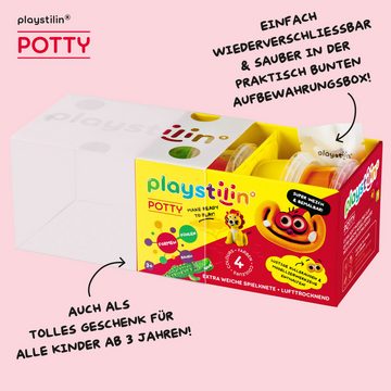 Playstilin® Knetform-Set POTTY (Knetset, 1-tlg., mit Kulleraugen und Modellierwerkzeug), extra weiche Spielknete, lufttrocknend