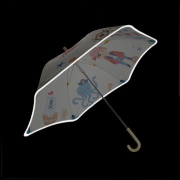 Sonia Originelli Taschenregenschirm Kinder Regenschirm reflektierend Pirat Schatz Augenklappe Seeräuber