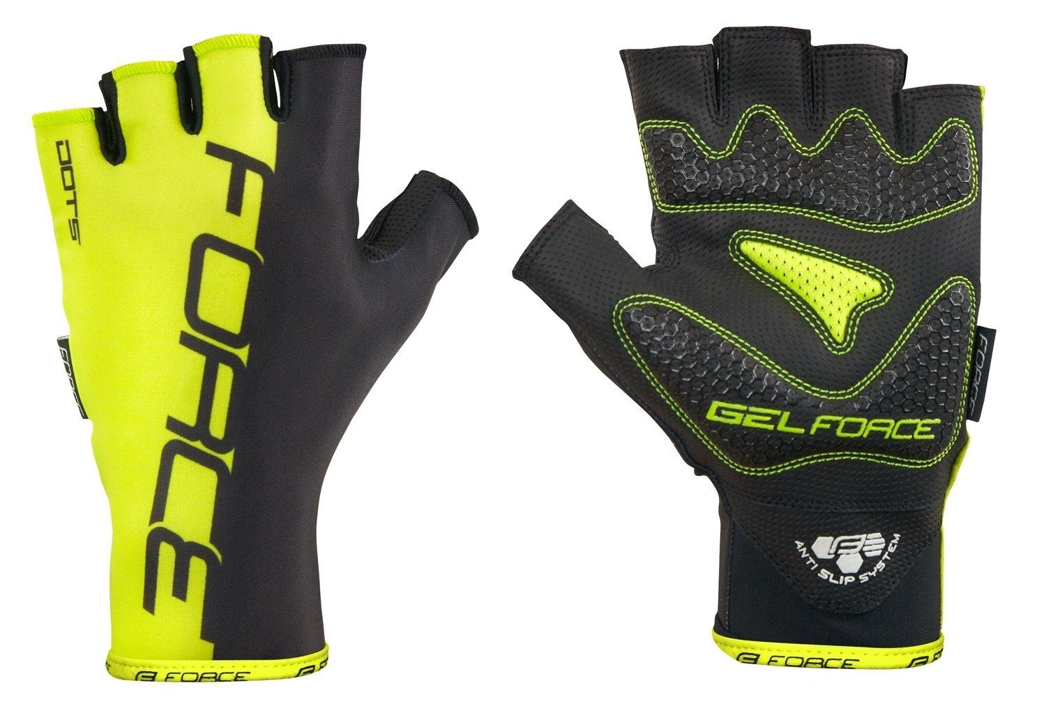 fluor schwarz DOTS Handschuhe Fahrradhandschuhe FORCE FORCE