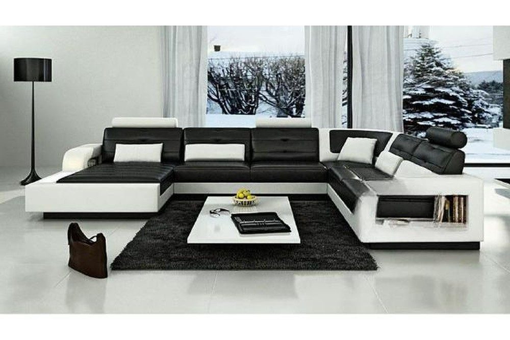 JVmoebel Wohnlandschaft Ecksofa aus Leder mit USB - Moderne Ledercouch Wohnlandschaft, 1 Teile, Made in Europa