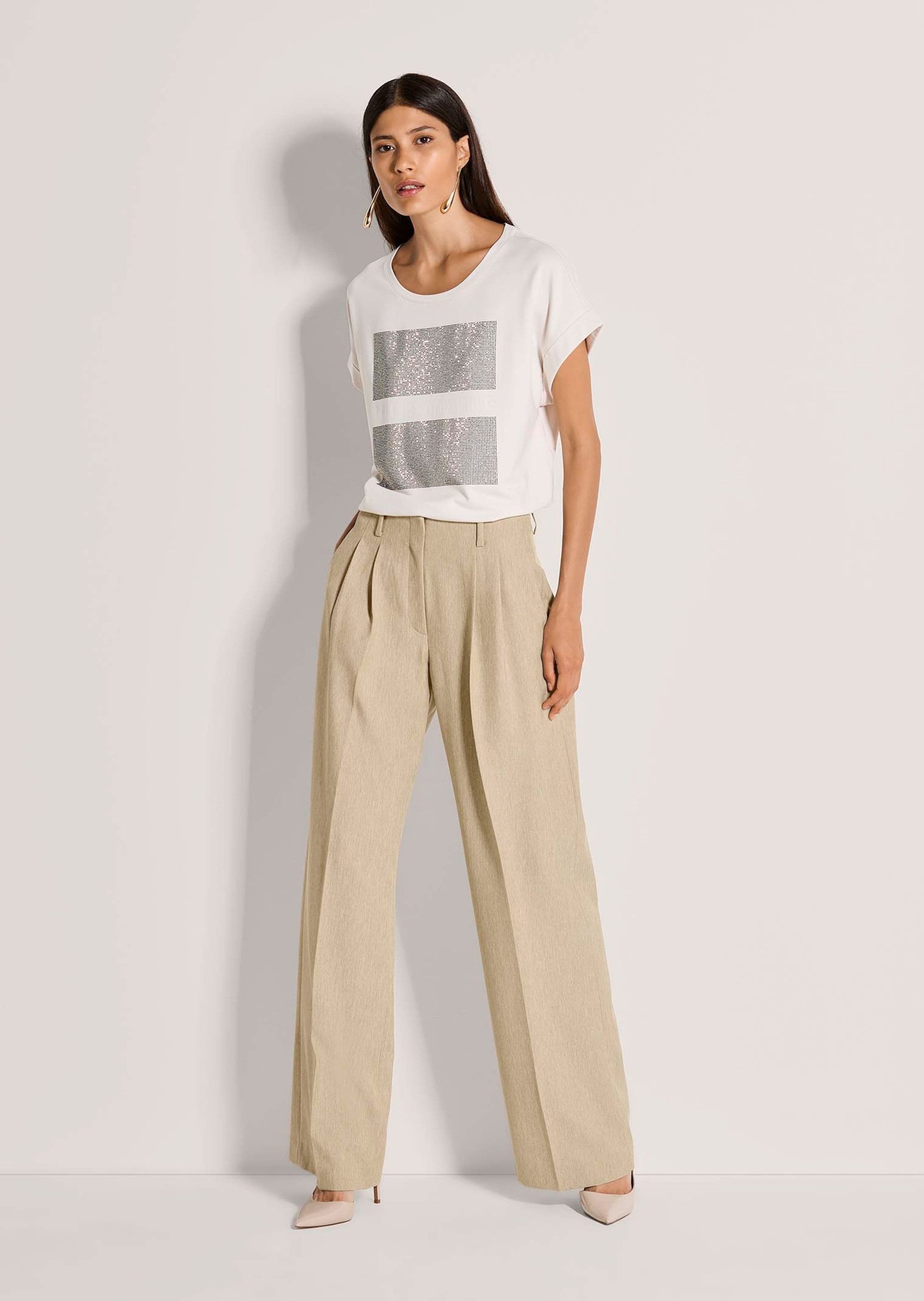 MADELEINE Stoffhose Sommerhose mit Bügelfalten Jerseyhose mit Formbund, Gürtelschlaufen, Taschen und Knöchellänge