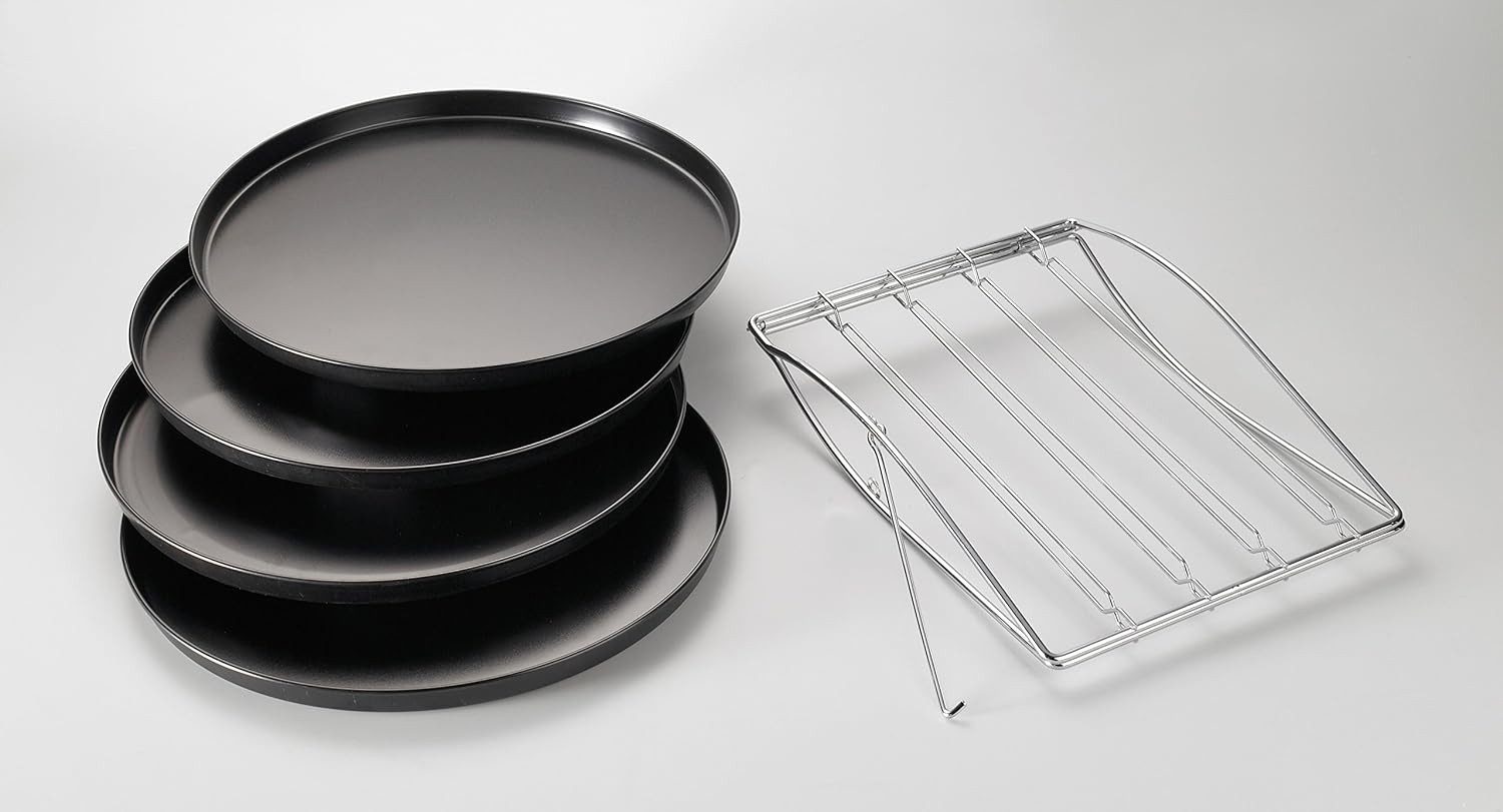 Fisko Pizzablech Pizza Backset Backlech Set 5 tlg. Made in Germany Backofen, Metall, (Spar-Set, 5-St., 4 Backbleche + 1 Etagere), doppelt antihaftbeschichtet - Made in Germany