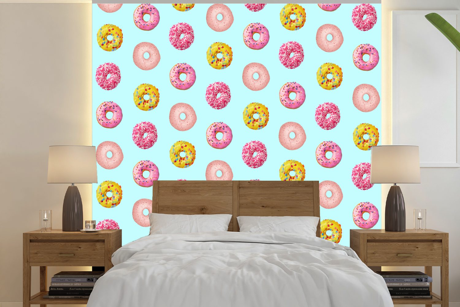 Matt, - Wohnzimmer Donut, MuchoWow Fototapete Tapete St), Schlafzimmer, (5 Muster Vinyl bedruckt, für Wandtapete oder - Farben