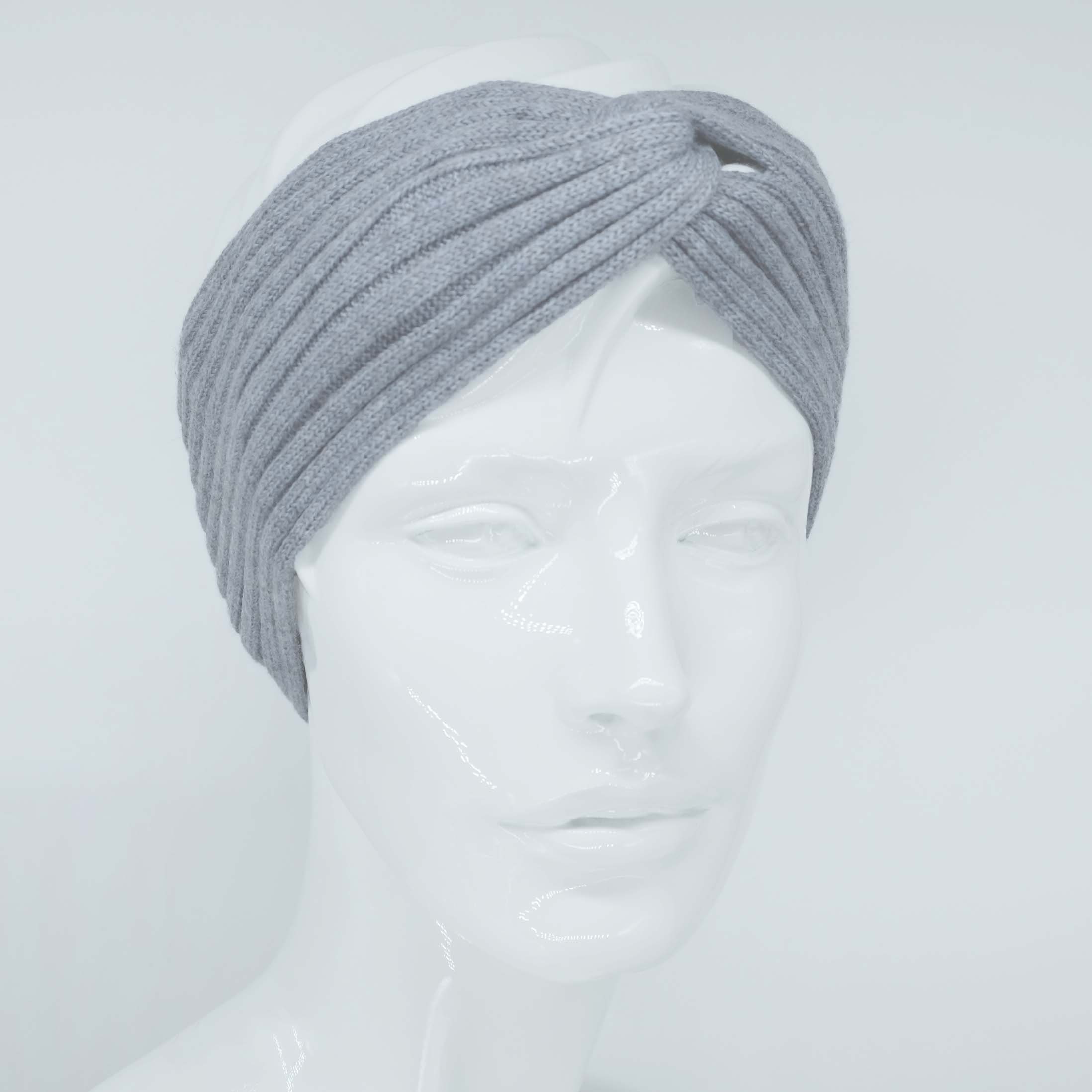 BEAZZ Stirnband Stirnband Ohrenwärmer Damen Winter 100% WOLLE Merino Feinstrick, warm und weich hellgrau meliert