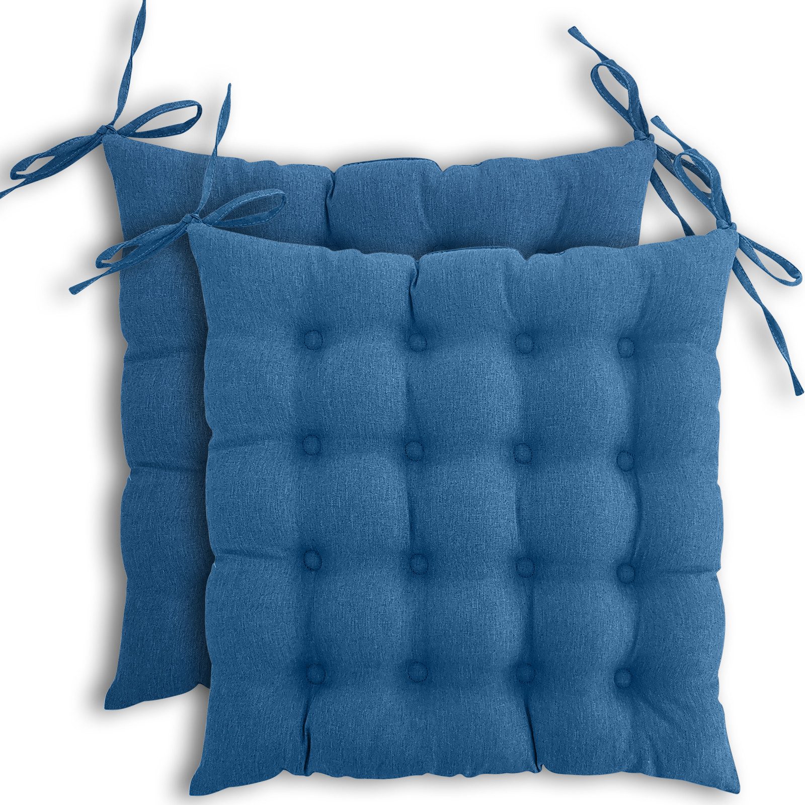 wometo Stuhlkissen Prime 40x40 2er Set, OEKO-TEX®, Sitzkissen mit Steppung & Bändern