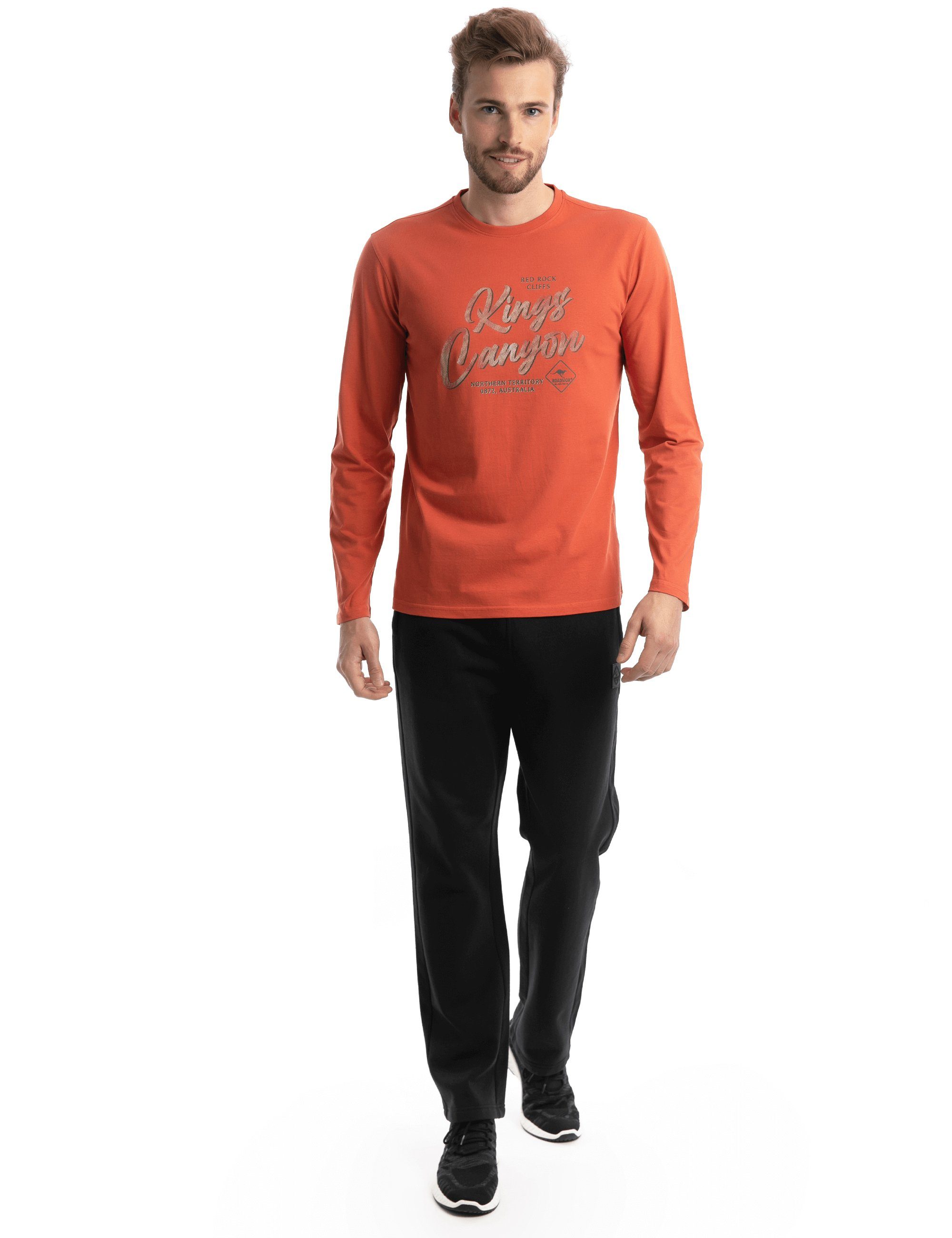 Orange australia ROADSIGN Langarmshirt (1, 1-tlg) Aufdruck, 100% mit Baumwolle Rundhalsausschnitt, Canyon
