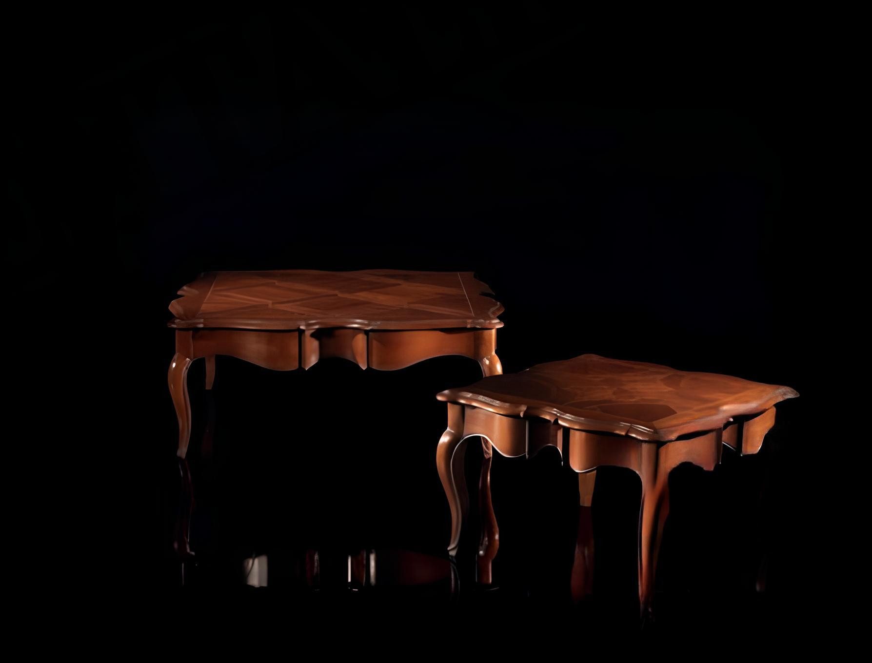 JVmoebel Couchtisch Eleganter Barock Couchtisch aus Holz mit doppelter Tischplatte (Packung, 1-St., 2x Couchtische), Made in Europa