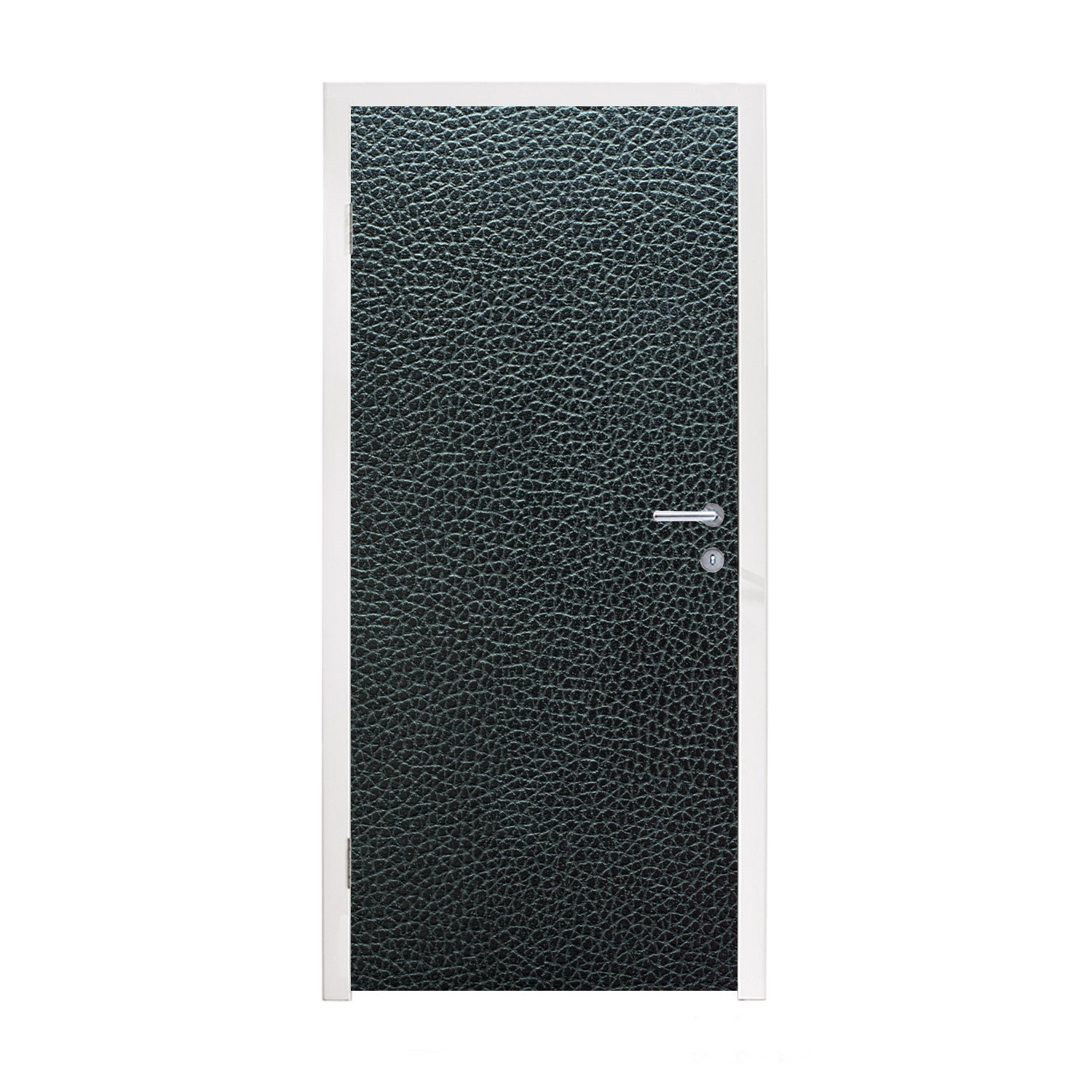 MuchoWow Türtapete Leder - Textur - Schwarz - Grün - Hell, Matt, bedruckt, (1 St), Fototapete für Tür, Türaufkleber, 75x205 cm