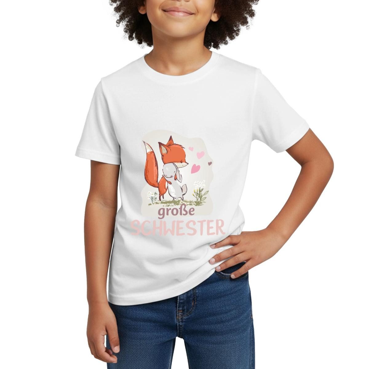 T-Shirt Große Schwester, Fuchs Und Hase Kinder T-Shirt