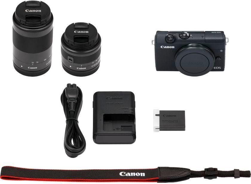 Canon EOS M200 15-45mm + EB 24,1 f/4.5-6.3 WLAN STM, (EF-M EFM IS IS STM, f/3.5-6.3 Bluetooth, 15-45mm (Wi-Fi) 55-200 EFM Systemkamera EF-M55-200mm MP