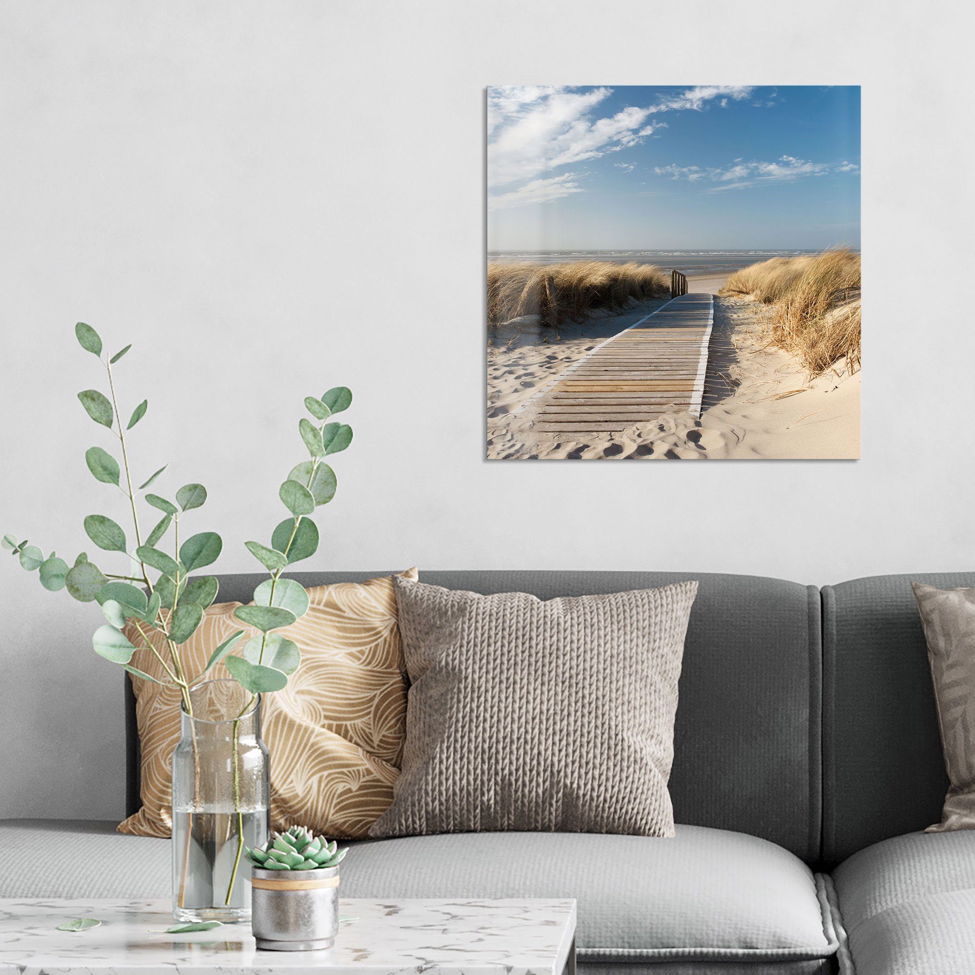 DEQORI Glasbild 'Strandaufgang am Meer', 'Strandaufgang am Meer', Glas Wandbild Bild schwebend modern – Bild 3 von 5
