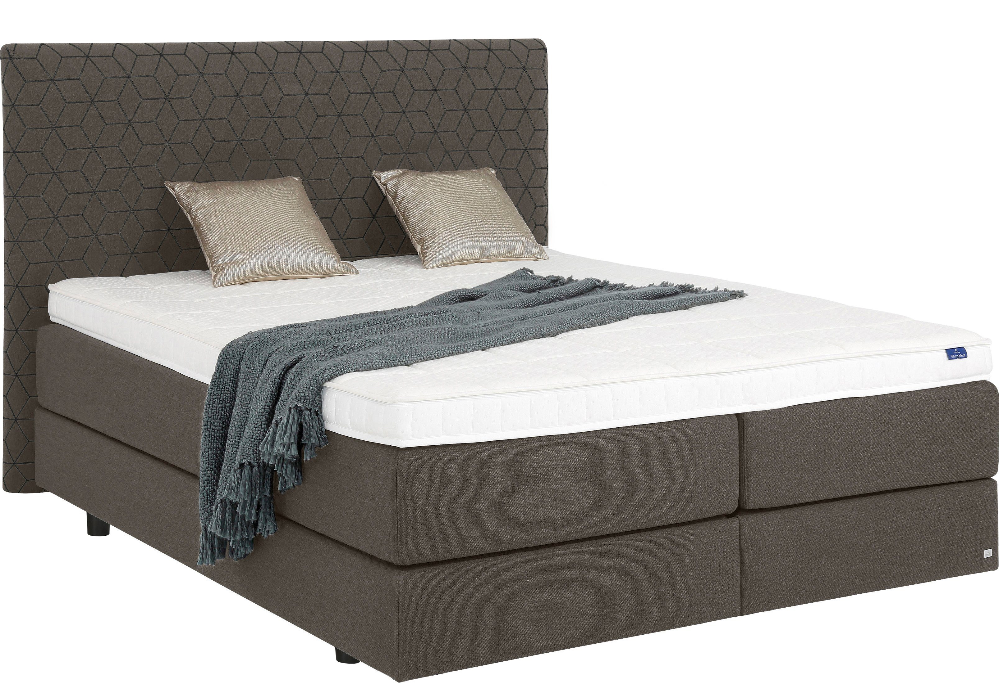 Villeroy & Boch Boxspringbett »LAILA CARRÉ«, Doppelbett mit Kopfteil Curve Slim Höhe 130 cm, von TFK 500 bis zu TFK 7000, motorisch verstellbar-HomeTrends