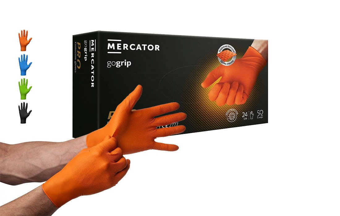 Mercator Einweghandschuhe GoGrip-Pro Nitril Handschuhe mit Diamanttextur in günstig online kaufen