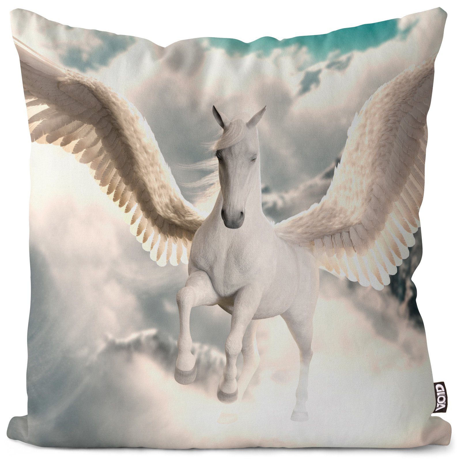 Kissenbezug, VOID (1 Stück), Sofa-Kissen Pegasus Pferd Mythologie Griechenland Sagen Götter Religion Engel Wolken Himmel Reiten Griechen Tier | Kissenbezüge