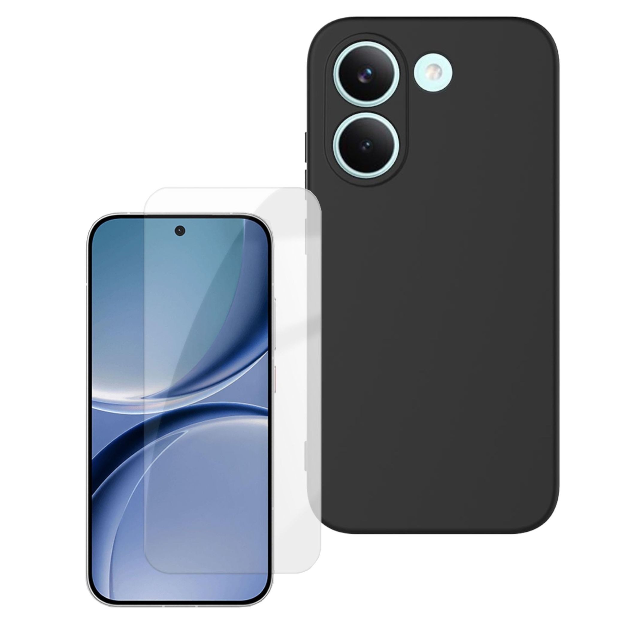 Wigento Handyhülle + Schutzglas für Xiaomi Poco X8 Pro in 1 TPU Schutz + 9H Hartglas 6,59 Zoll, Produktset TPU Hülle mit Hart Glas