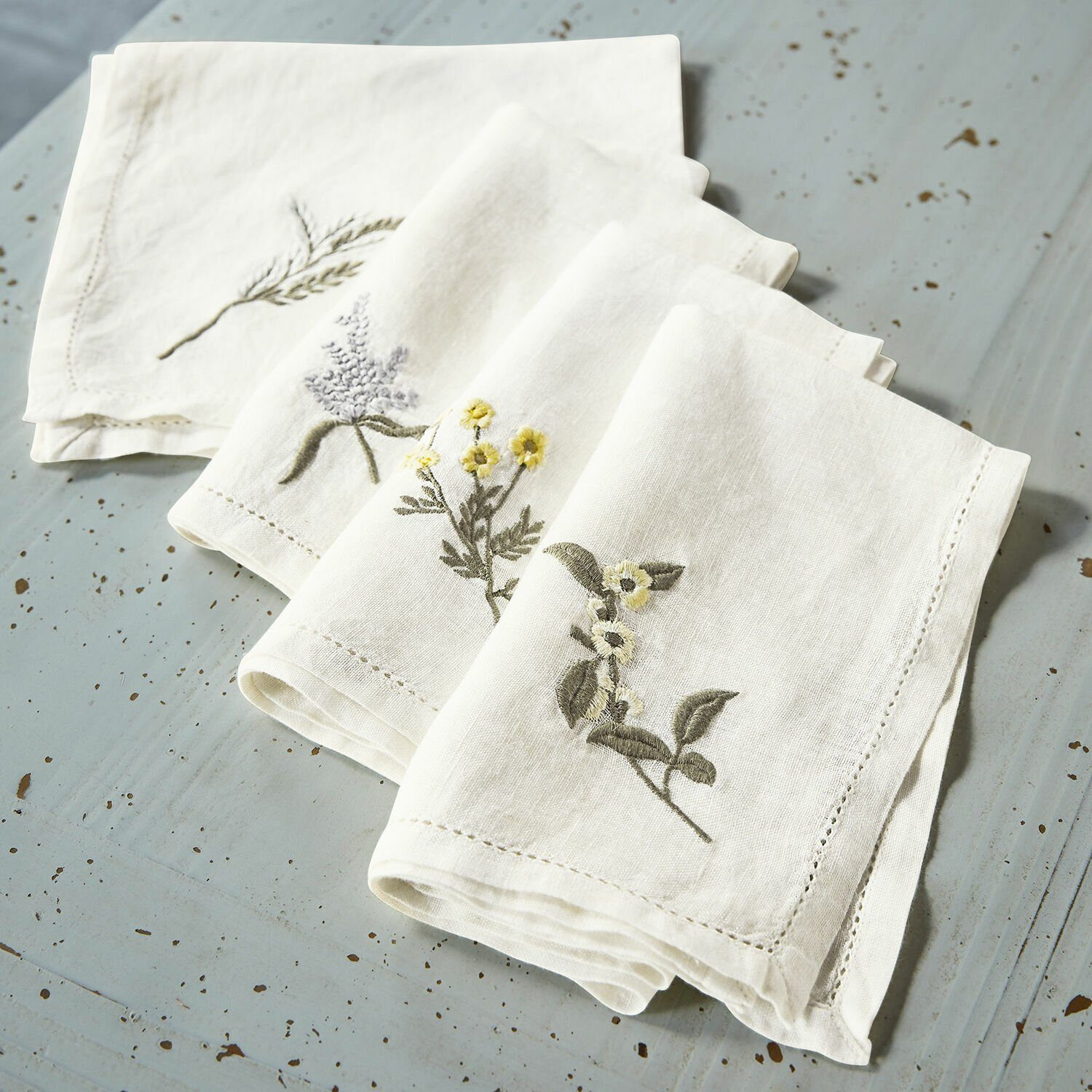 Mirabeau Stoffserviette Serviette 4er Set Lentilly weiß/bunt