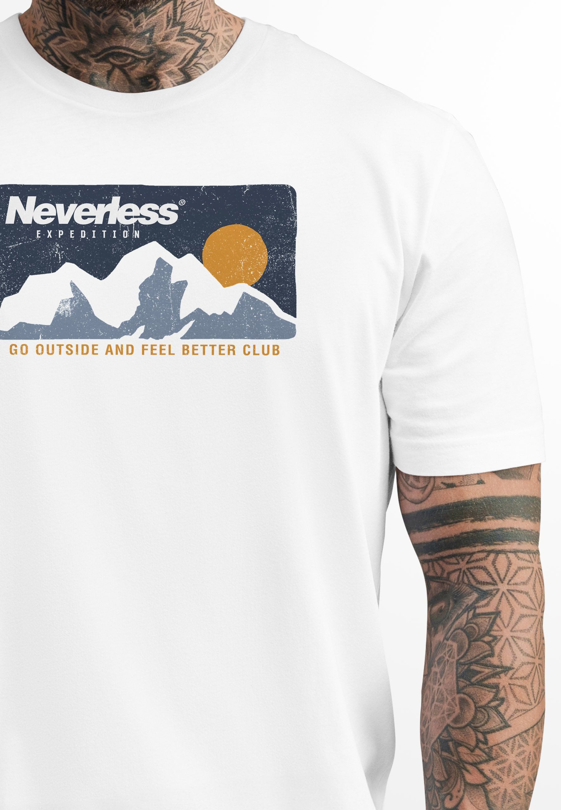 Neverless Print-Shirt Herren T-Shirt Berge Wandern Berg-Grafik Vintage Retro Style Männer mit Print