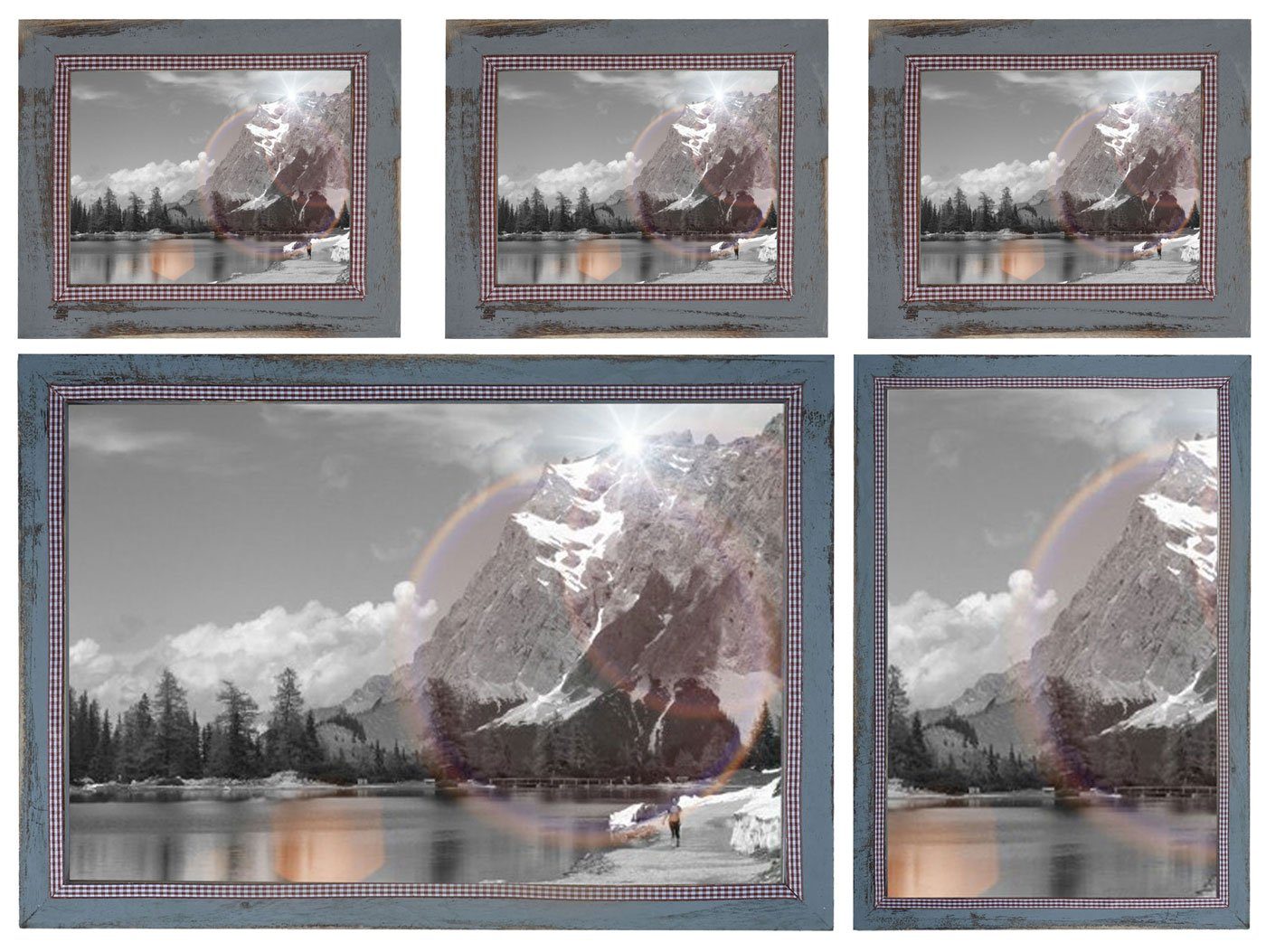 MCW Bilderrahmen Bilderrahmen Set H246, (Set), 5, Für Quer- und Hochformat, Mit Seidenband, Mit 2 mm Glasplatte