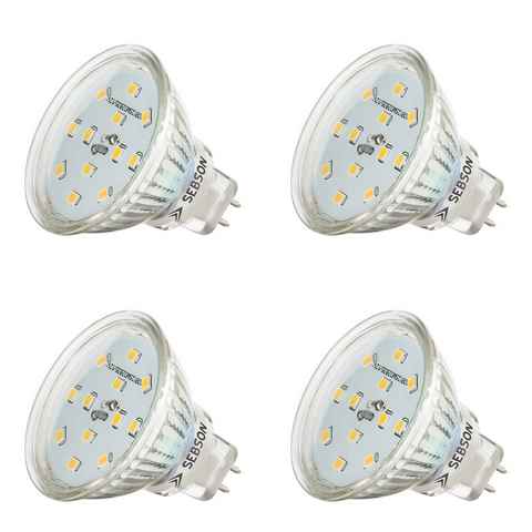 SEBSON LED-Leuchtmittel LED Lampe GU5.3 / MR16 5W warmweiß, 12V DC Leuchtmittel - 4er Pack