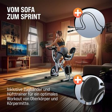 Sportana Heimtrainer Fitnessbike (1-tlg), Heimtrainer Eagle 4 klappbar 10 Stufen Pulssensoren App Hüfttrainer