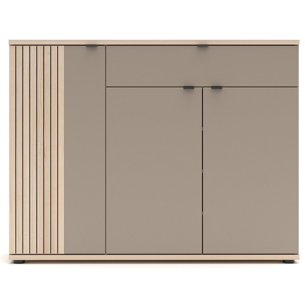 Lomadox Schuhschrank PALADE-36 in Eiche mit grau, Rillenoptik, modern