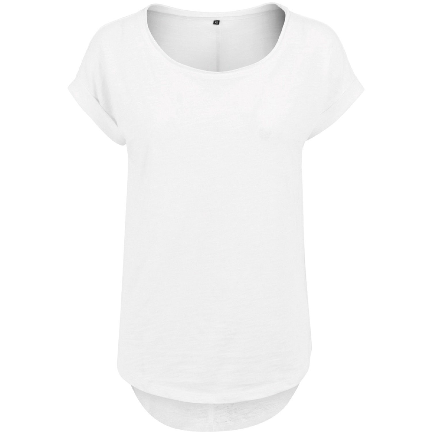 Build Your Brand T-Shirt 1er/2er Pack Damen Long Slub T-Shirt für Frauen u. Mädchen (1-tlg) Gr. XS bis 5XL, 100% Baumwolle Weiß