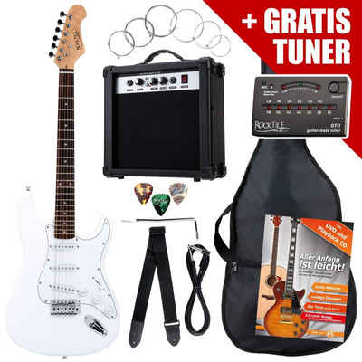 Rocktile Gitarrenset »ST-Pack Komplettset E-Gitarre« 4/4, inkl. 10 Watt (RMS) Verstärker und Stimmgerät
