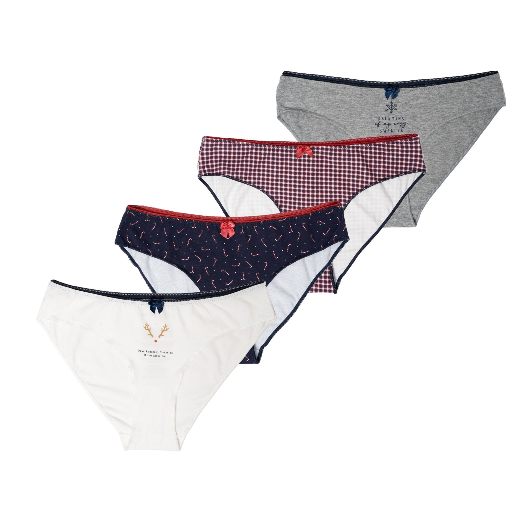 Slip 4 Happy Shorts Damen Slips Höschen Weihnachten Zuckerstangen Rentier