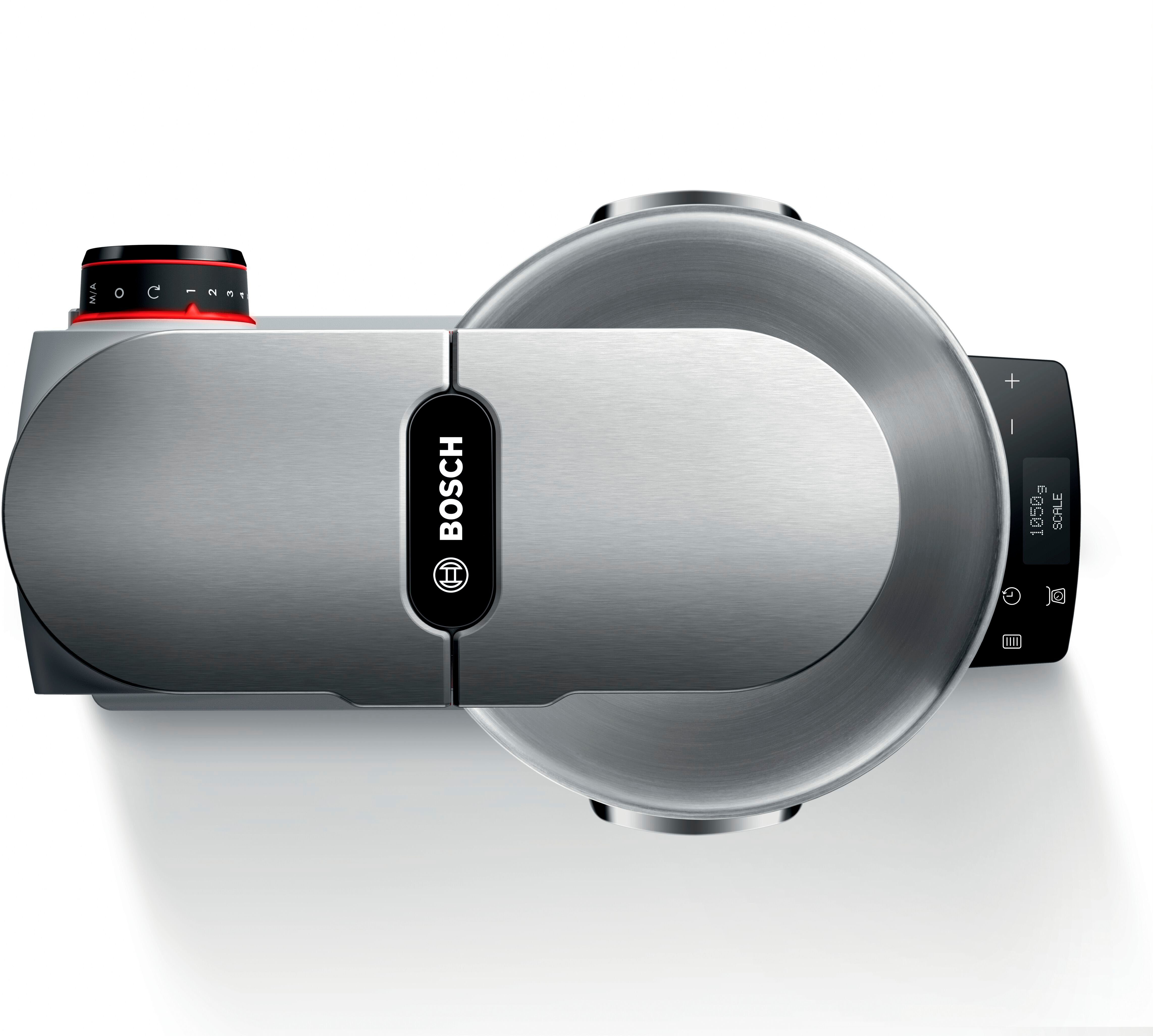 BOSCH Küchenmaschine Serie 8 MUM9AX5S00, integr. Waage & Timer, Automatikprogramme, silber, 1500 W, 5,5 l Schüssel, Edelstahlschüssel, Knethaken/Rühr-/Silikonbesen, spülm.fest