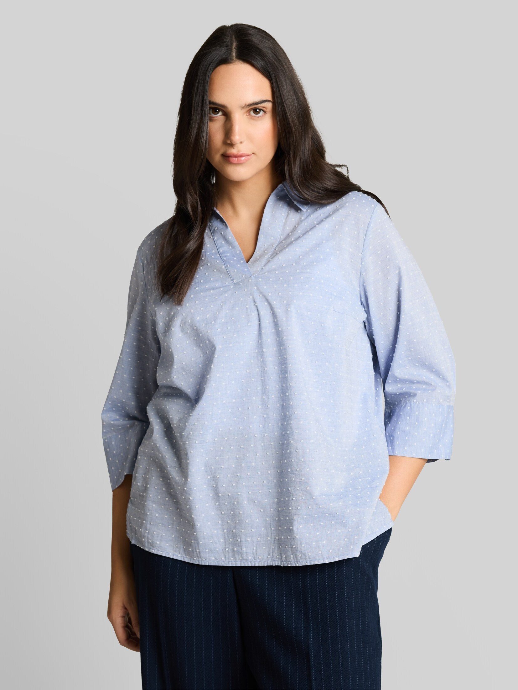 TOM TAILOR PLUS Langarmbluse Blusen & Shirts Plus Size - Loose Fit Bluse mit Stickerei