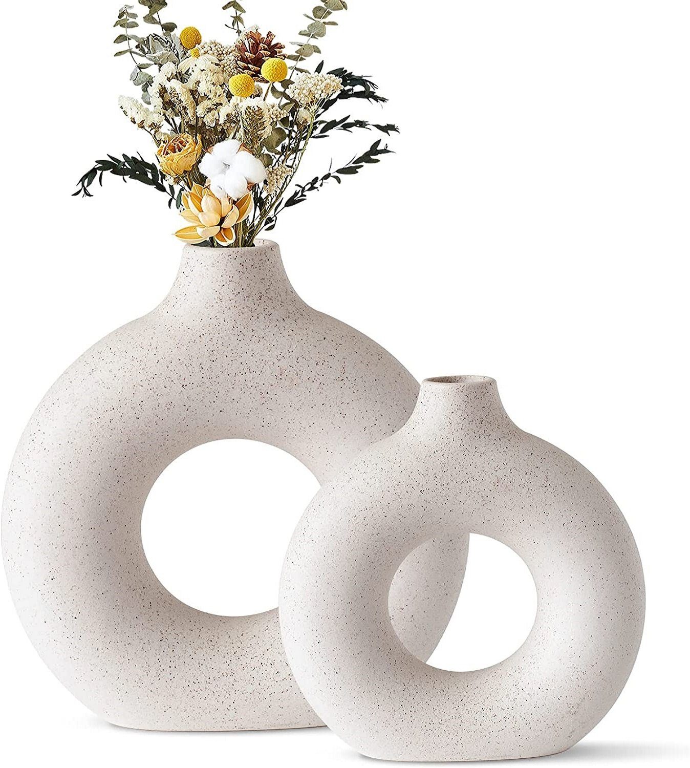 Vase, Pampasgras-Vase, St), (2 Milch Vasen Keramik Dekovase Weiß Vicbuy L+M matt,