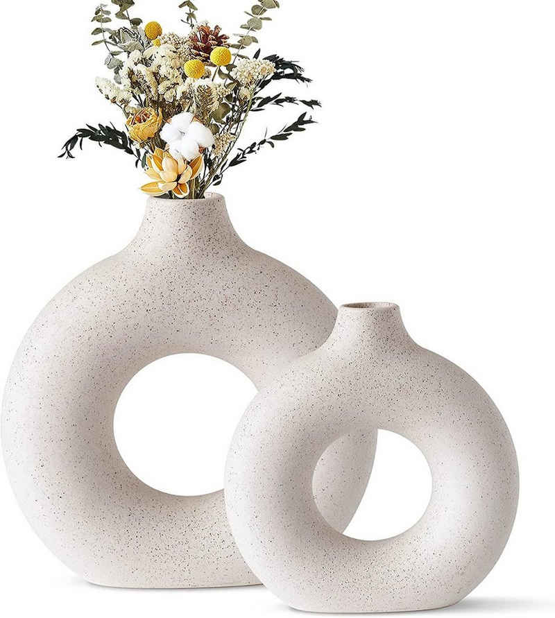 Vicbuy Dekovase (2 St), Keramik Vase, Vasen matt, Pampasgras-Vase, L+M