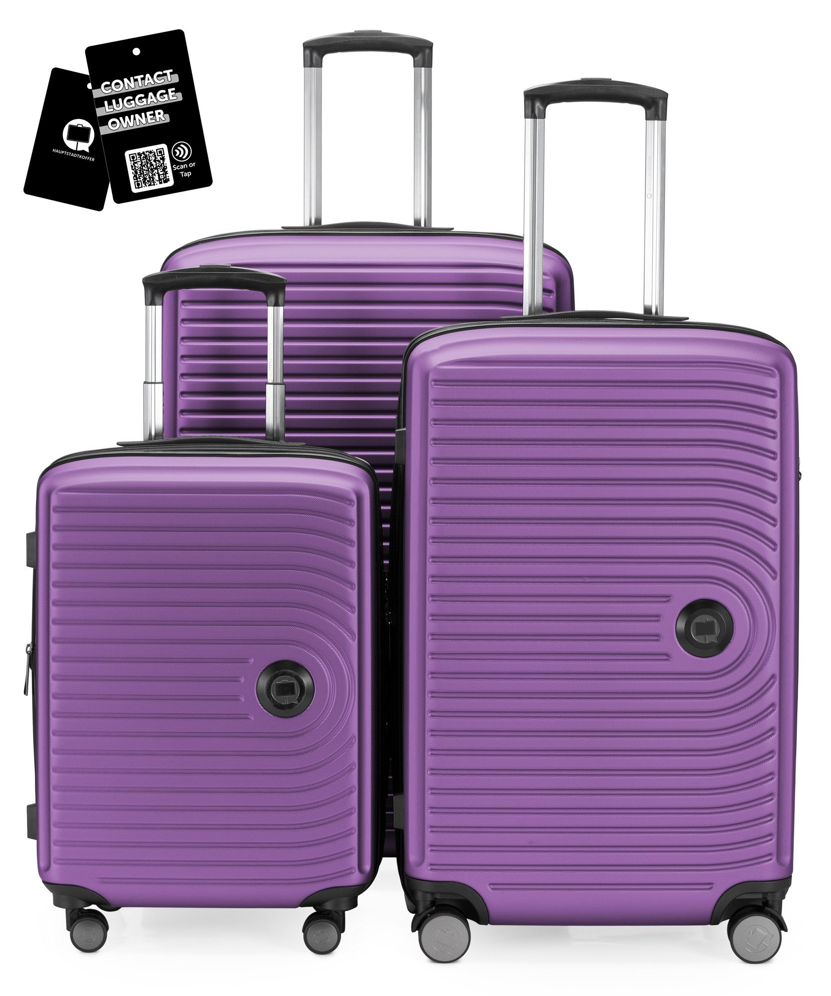 Hauptstadtkoffer Hartschalen-Trolley Mitte, 4 Rollen, 3er Koffer-Set, ineinander stapelbar, TSA