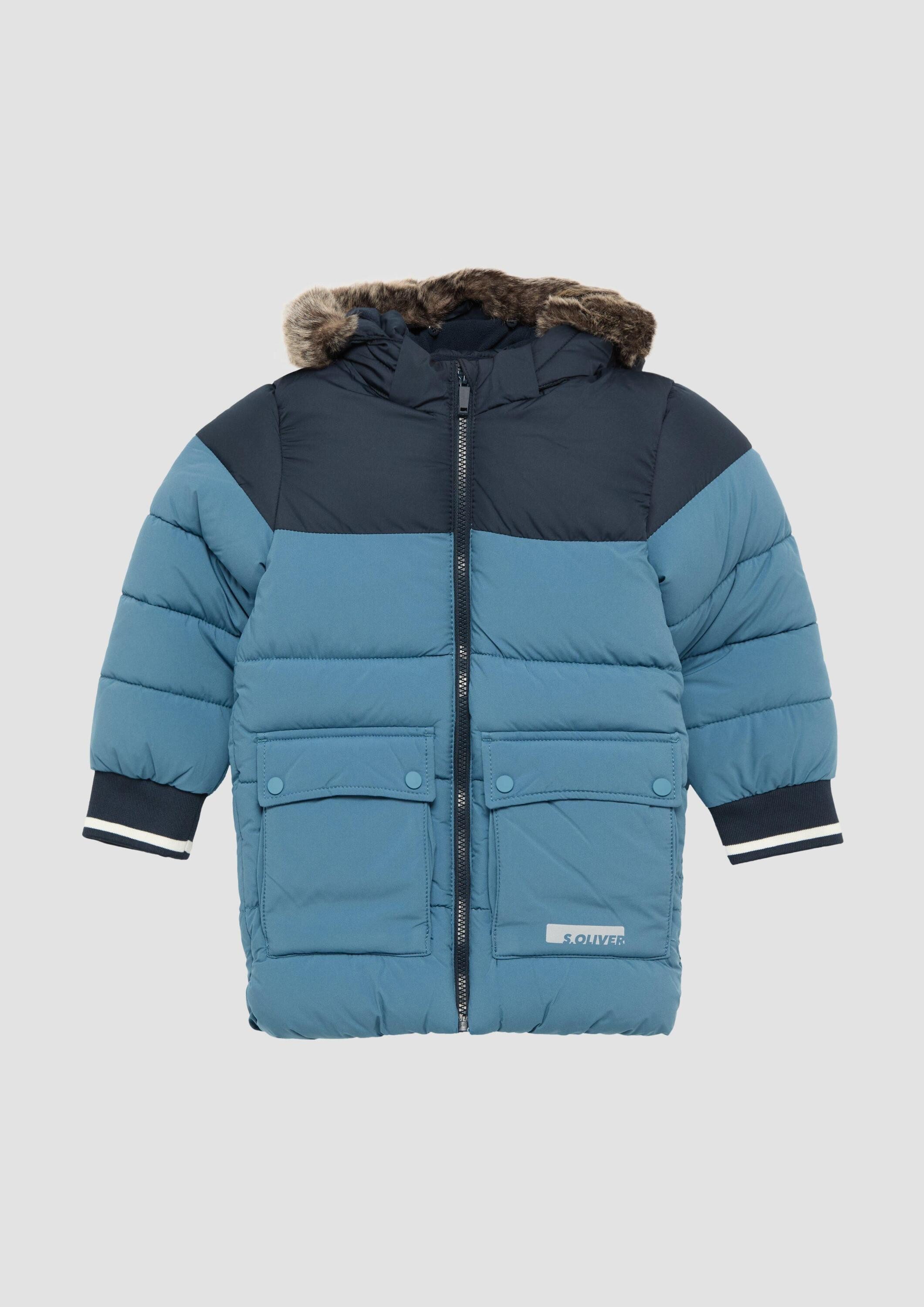 s.Oliver Wintermantel Outdoor-Mantel Steppmantel in Bicolour-Optik und abnehmbarem Fell