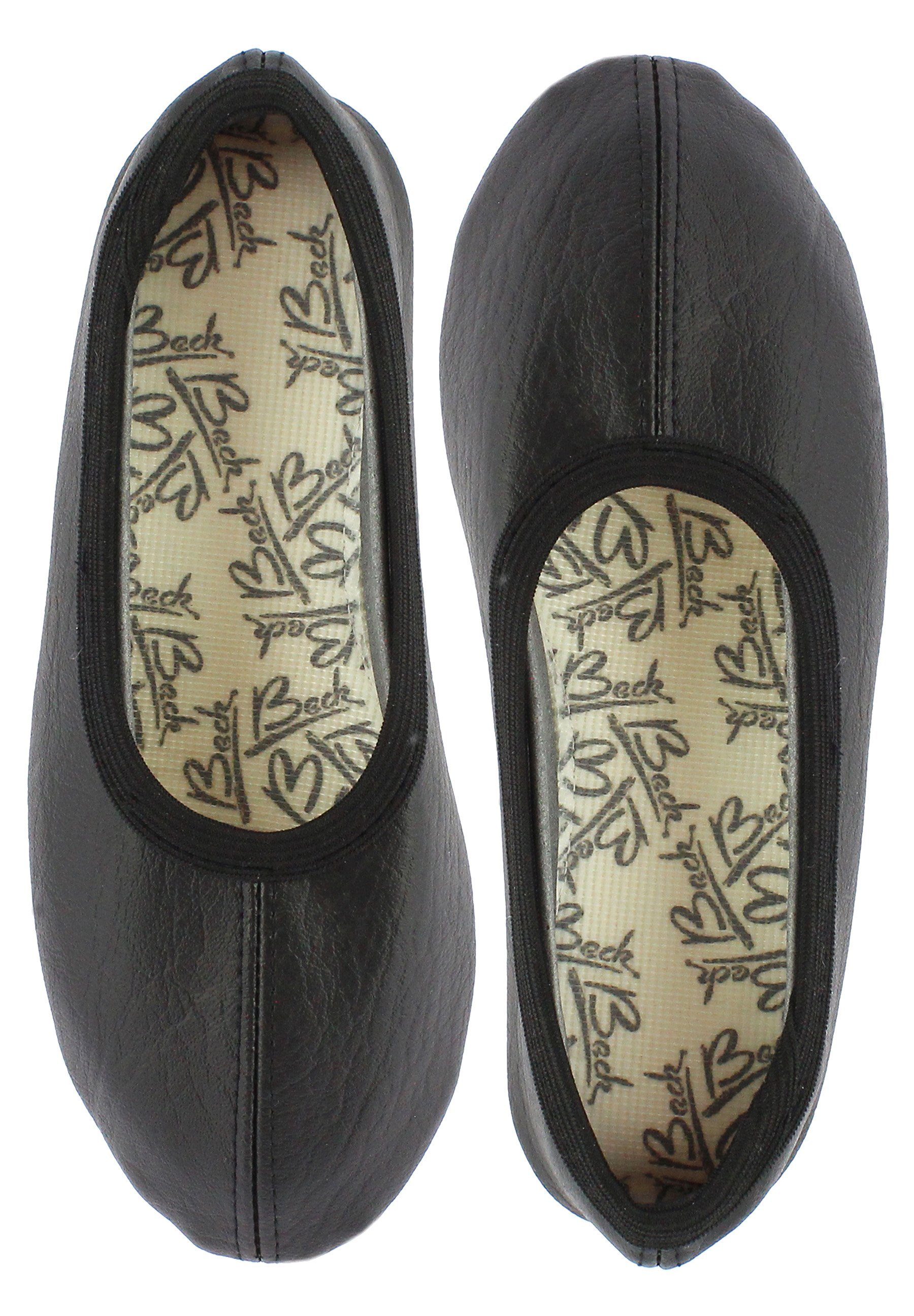 Beck Schläppchen aus Kunstleder, Gummisohle Gymnastikschuh (sehr robustes veganes Kunstleder, Gr. 23-48 erhältlich) rutschfeste Gummi-Laufsohle