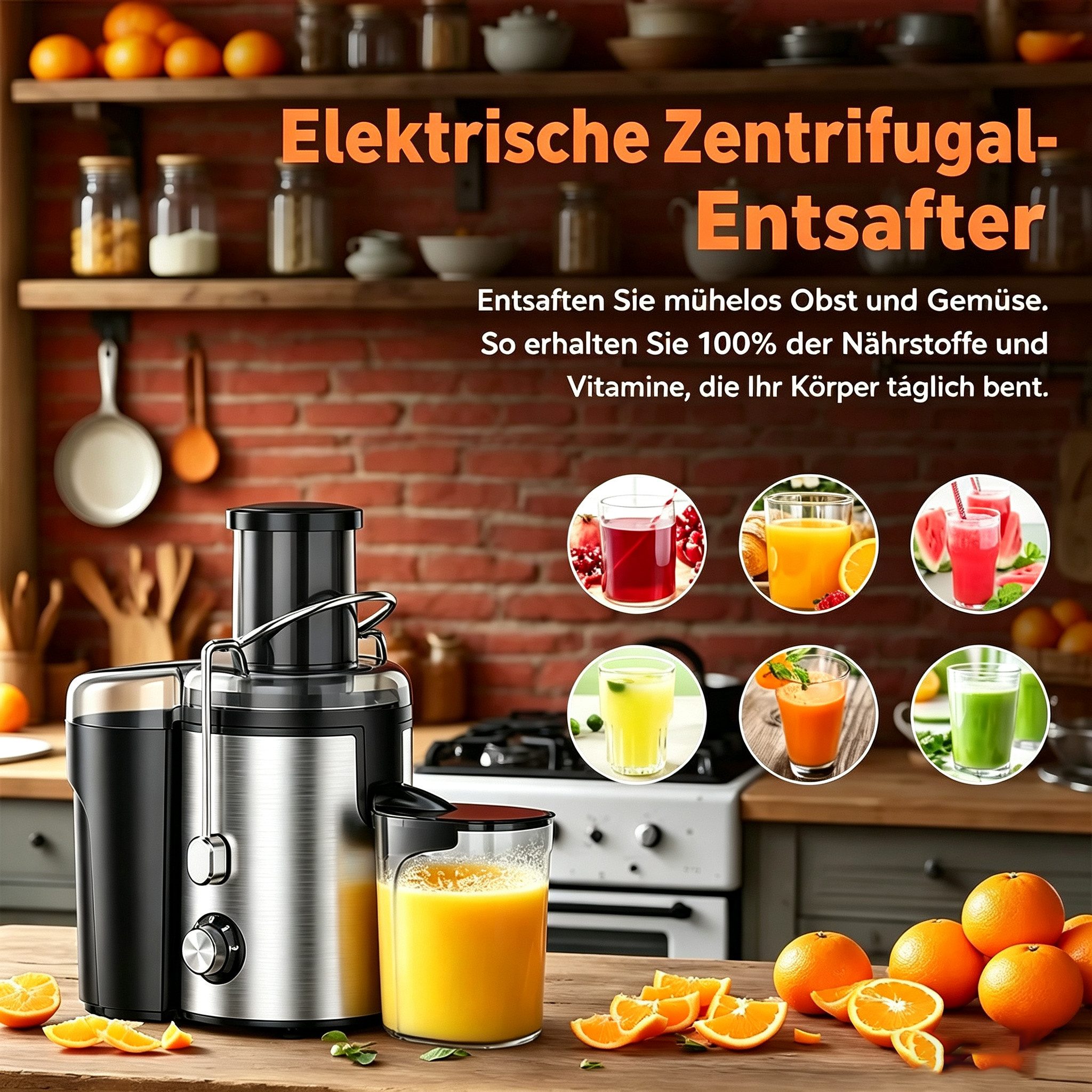 Toomoke Entsafter Entsafter Gemüse und Obst, 600W Schnelles Zentrifugal-Entsafter, 600 W, Zentrifugenentsafter Zentrifugaler Überhitzungsschutz, BPA-frei – Bild 4 von 5