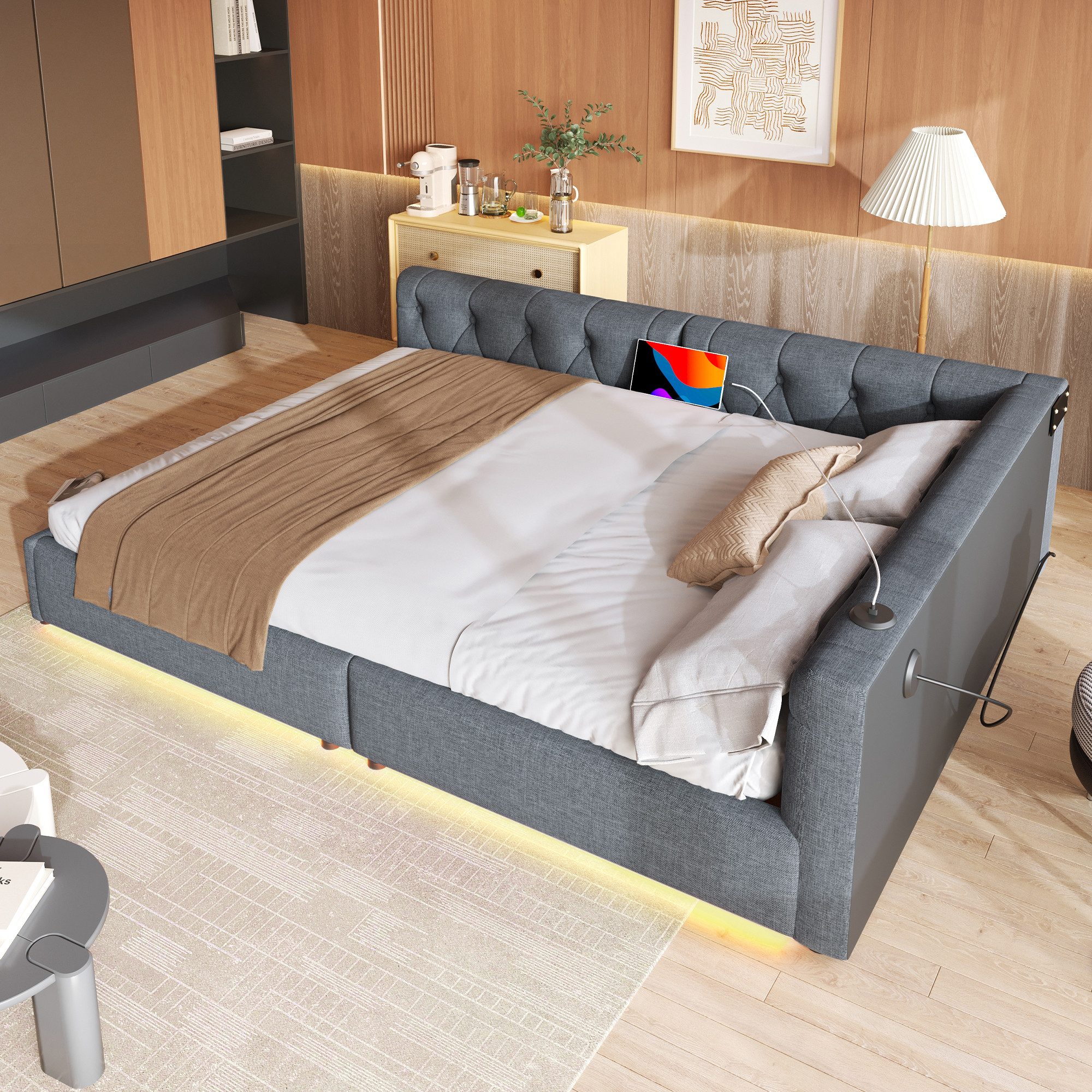 STILVORA Schlafsofa 140x200 mit LED&Matratze,Tagesbett Daybett mit USB&TYPE günstig online kaufen