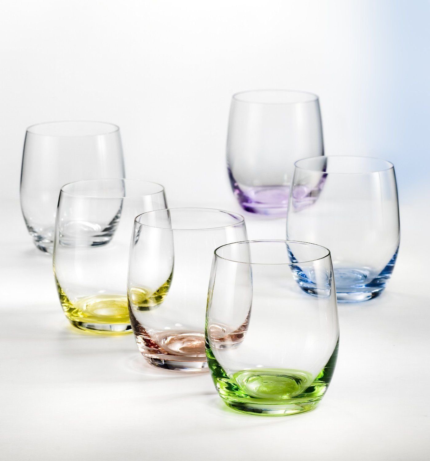 Crystalex Gläser-Set Wassergläser Whiskygläser Rainbow 300 ml mehrfarbig 6er Set, Kristallglas, Farbig: gelb, grün, blau, lila, grau, rot, Kristallglas