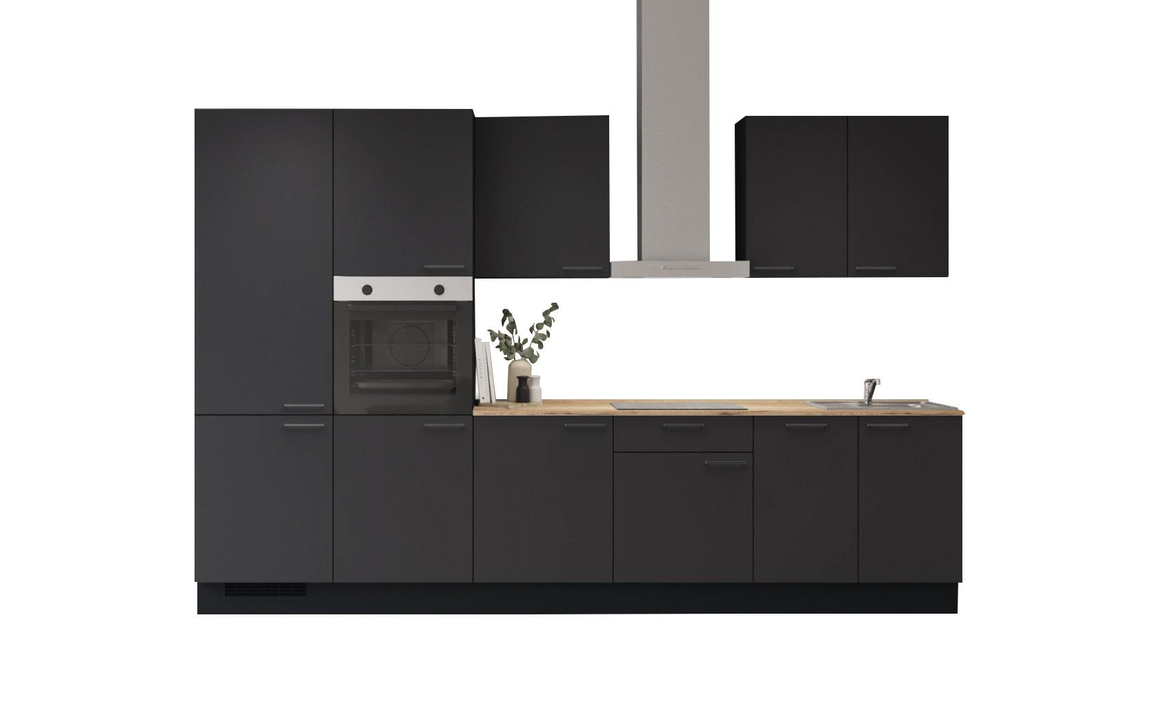 nobilia® Küchenzeile Peppar, individuell anpassbar, gratis Küchenplanung mit Profis, (Breite 330 cm), vormontiert, wahlw. mit E-Geräten, inkl. Lieferung