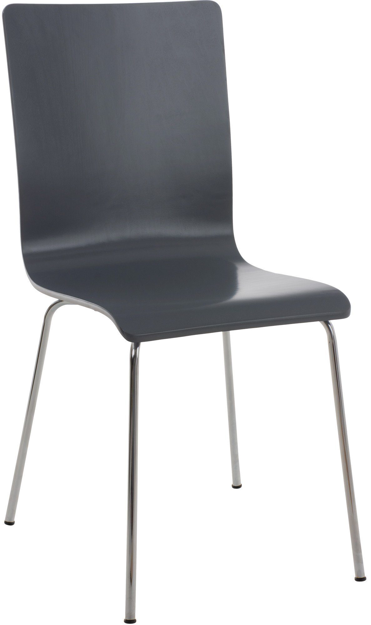 Besucherstuhl Holzsitz Metallgestell ergonomisch Pepe, CLP geformter & grau