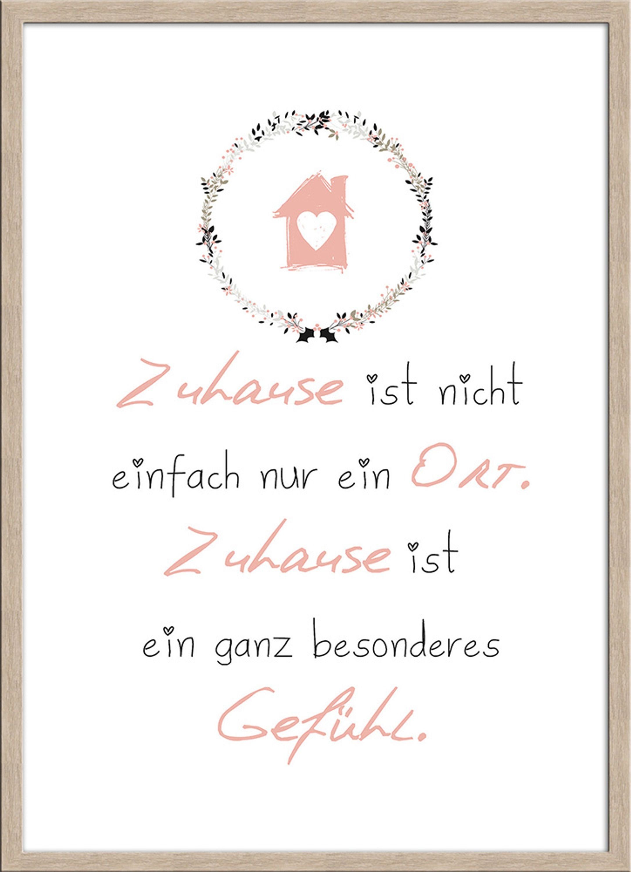 artissimo Bild mit Rahmen Spruch-Bild gerahmt 51x71cm / Poster mit Spruch inkl. Holz-Rahmen, deutsche Sprüche und Zitate: Zuhause
