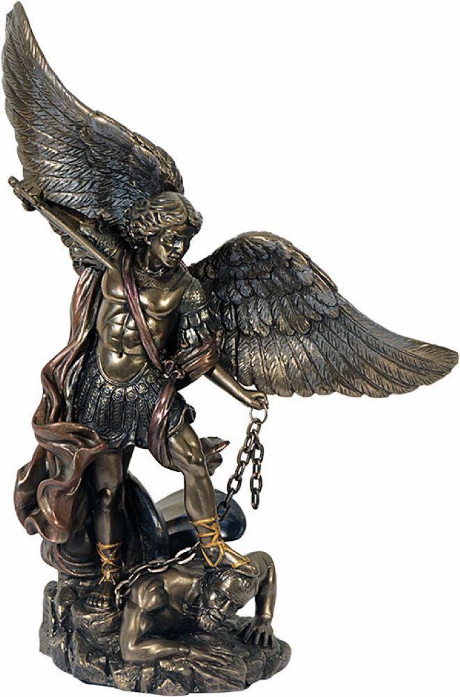 MystiCalls Dekofigur Erzengel Michael mit Schwert stehend bronziert Engel Figur Religion (1 St), Perfekt zu jedem Anlass - Geburtstag, Weihnachten
