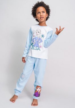 Disney Frozen Schlafanzug Die Eiskönigin Elsa Mädchen Schlafanzug Langarm Shirt + Schlaf-Hose (2 tlg)