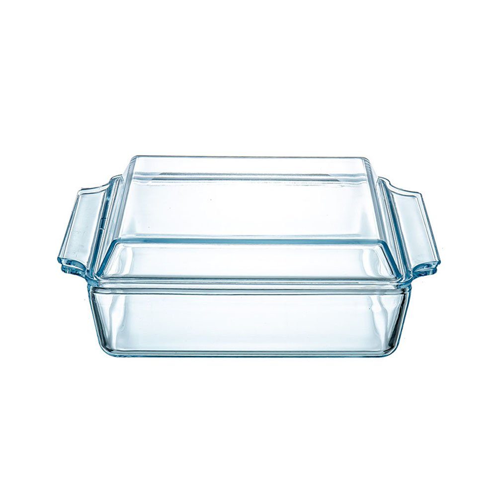FELIXLEO Schüssel Rechteckigen Glastopfschüssel mit Glasdeckel , 1L, GLAS