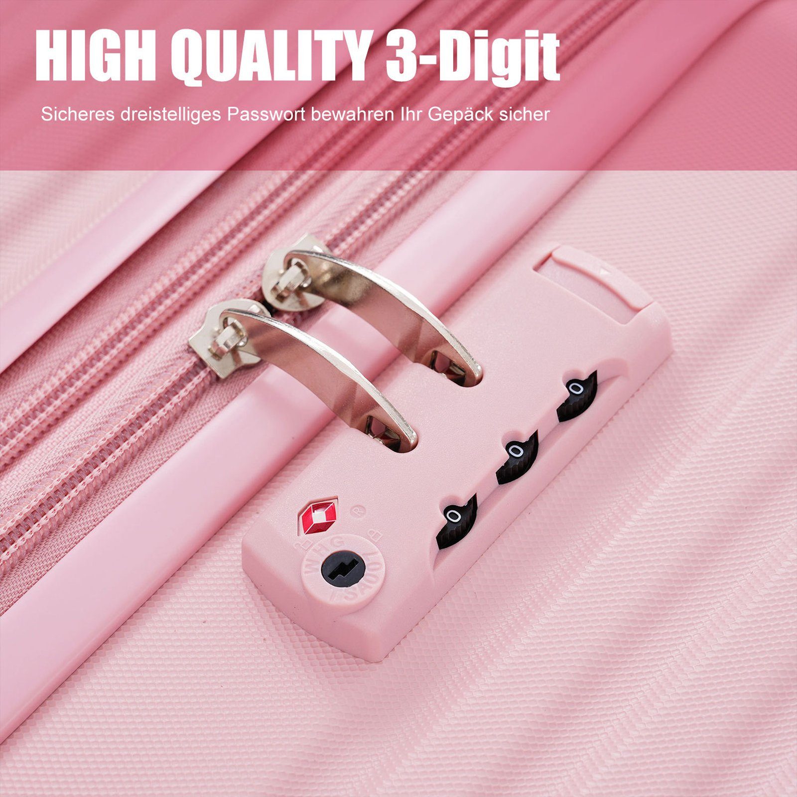 Gepäck rosa aus , SEEZSSA ABS-Material, leichtes Handgepäck 55x36x21cm Rollen, Reisekoffer, FarbenModisches Rollkoffer Koffer 4 1tlg