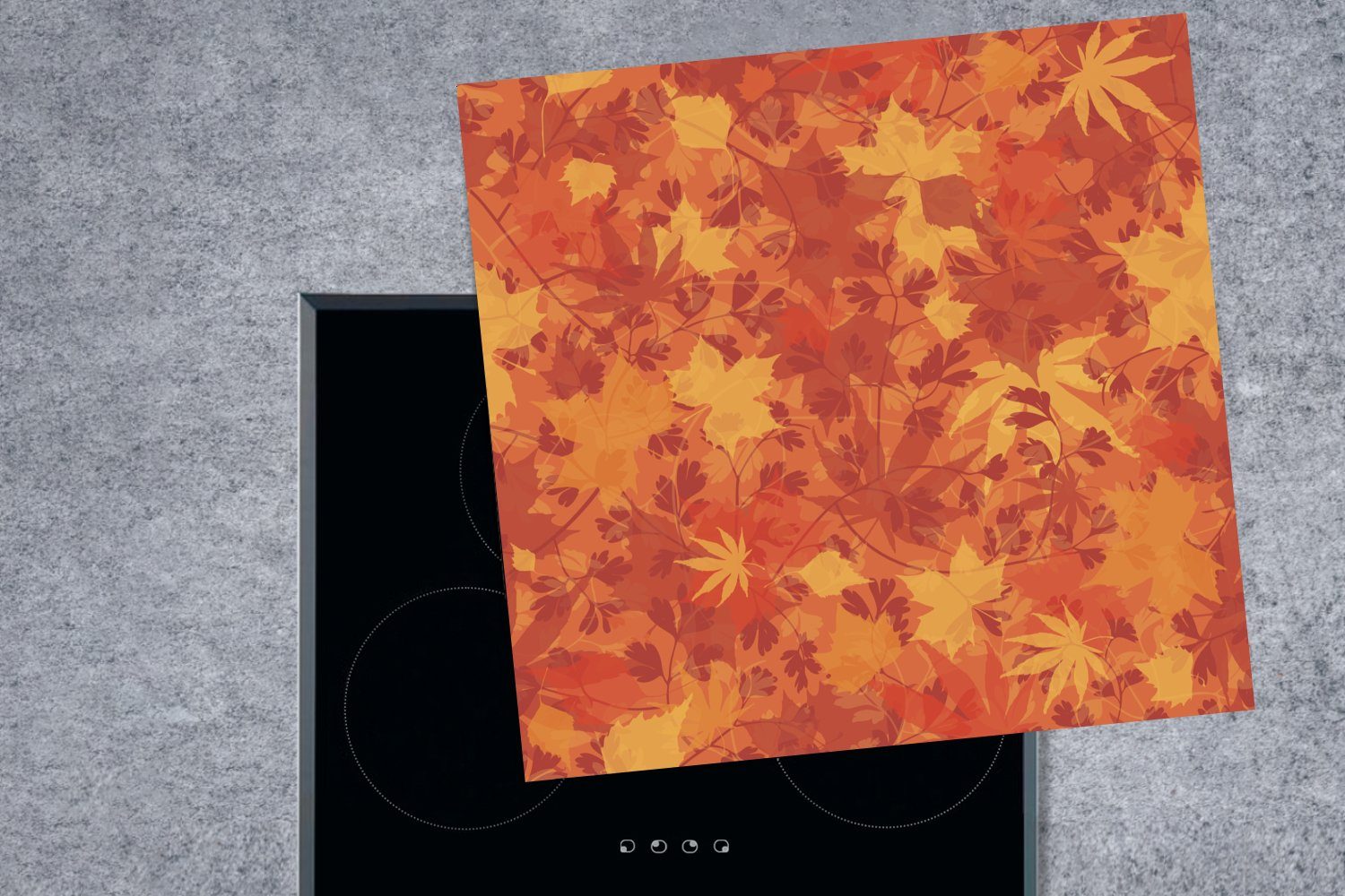 MuchoWow Herdblende-/Abdeckplatte Muster 78x78 - Vinyl, (1 Herbst cm, - Orange, Ceranfeldabdeckung, tlg), küche Arbeitsplatte für
