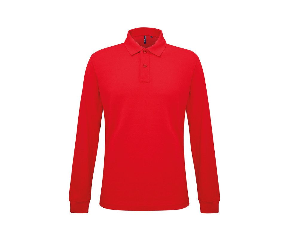 Langarm-Poloshirt Rot Pique Poloshirt Polohemd Langarm 4XL 5XL Herren